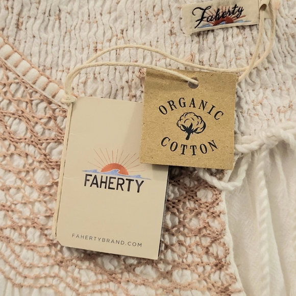 FAHERTY Laura Embroidered Peasant Top Women's XL Smock Tassel Boho Cottage - Picture 8 of 12